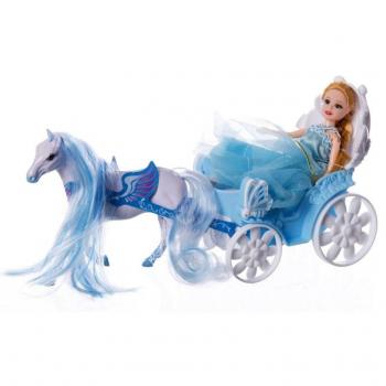 Muñeca Princesa con Carruaje y Caballo para Niños 24x13cm