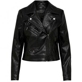 ONLENYA Women's Black Leather Outerwear