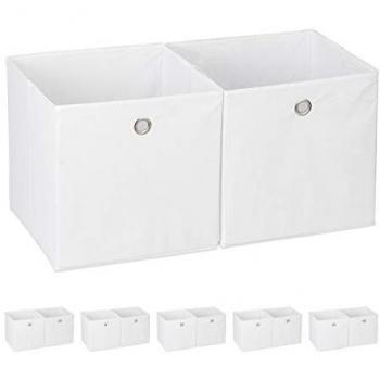 Boîtes carrées en tissu 12 pcs – Format cubique 30 x 30 x 30 cm – Blanc