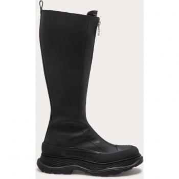 Alexander McQueen Black Slick Leather High Boots for Women