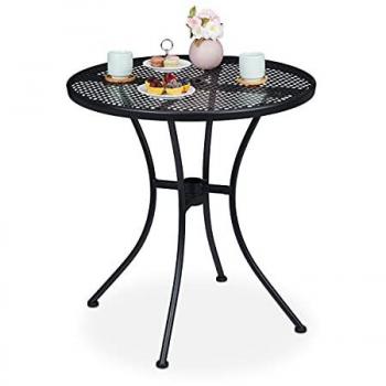 Tavolino Impermeabile da Esterni, Rotondo, Acciaio, 72 x 70 cm, Nero