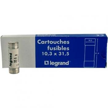 Cartouche cylindrique domestique Legrand 20A avec voyant 31.5mm x 10.3mm