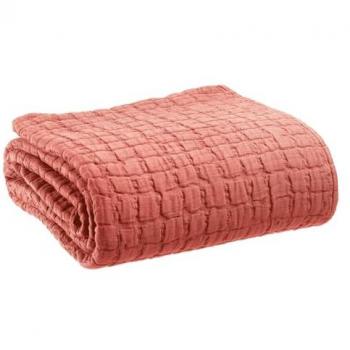 Jeté de lit Swami Pêche – 120x190 cm, tissu mélangé, teinte pêche claire