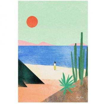 Henry Rivers Beach Girl 40cm Art Print Black