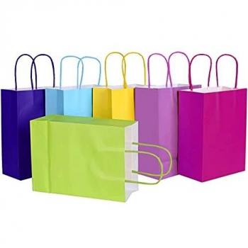 12pcs Gift Paper Bags, Medium Size with Handles, for Birthday & Wedding