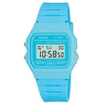 Casio F-91WC-2AEF Classic Alarm Chronograph Unisex Wrist Watch Light Blue In Box