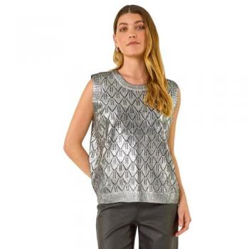 Gilet noir à tissage métallique