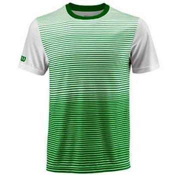 Wilson Homme T-Shirt de Tennis avec Rayures, M Team Striped Crewneck T-Shirt, Polyester, Green