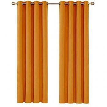 Deconovo Ösen Gardinen Schlafzimmer, Verdunkelungsvorhang, 220x140 cm, Blickdicht