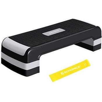 SONGMICS Steppbrett mit Widerstandsband, 78 x 31 cm, für Workouts zu Hause