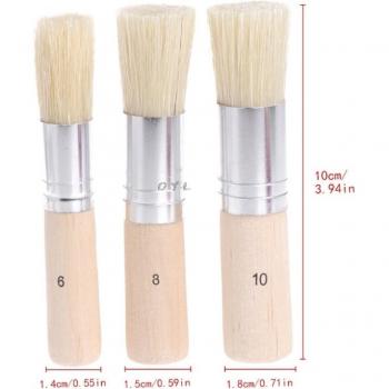 3Pcs Pig Hair Stencil Brushes for Painting