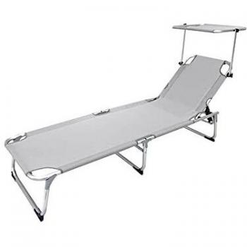 Tumbona Aluminio con Parasol Color Gris