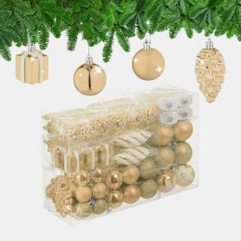 Set Natalizio 72 Palle in Plastica Champagne – Relaxdays