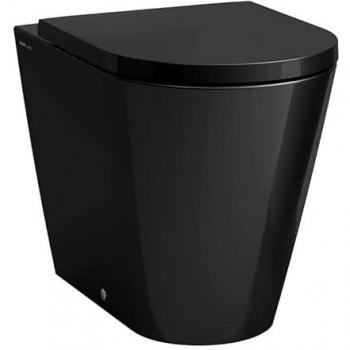 Elegant svart toalett, Kartell Laufen, back-to-wall
