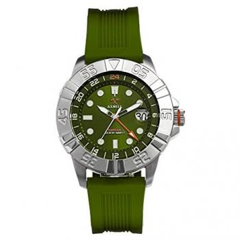 Nautis Nautis Dive Pro 200 Leather-Band Watch w/Date, Black & Red, One Size, GL1909-C