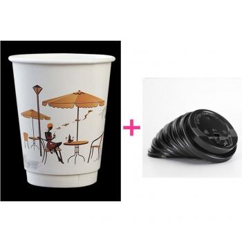 Ensemble de 50 gobelets à café en papier avec couvercle