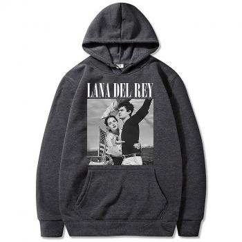 Gris Oscuro Hoodie de Lana Del Rey 90s