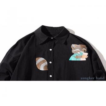 Black Plus Size Long Sleeve Shirt for Men