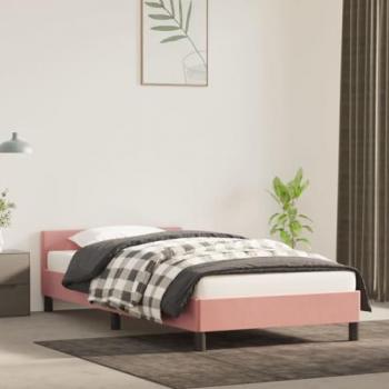 Bettgestell Rosa 90x190 cm Samt mit Kopfteil ohne Matratze