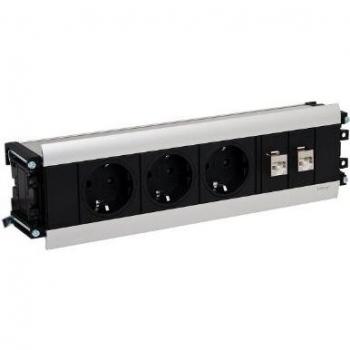EVOline 159610001000 Steckdosenleiste 3fach Aluminium, Schwarz Schutzkontakt