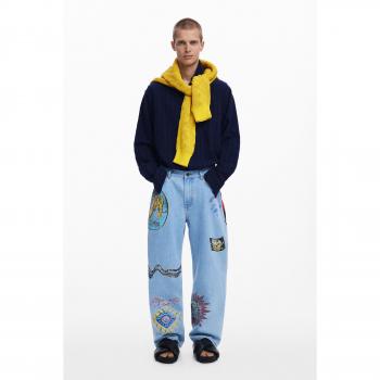 Desigual Calça Jeans Patchwork Azul 30