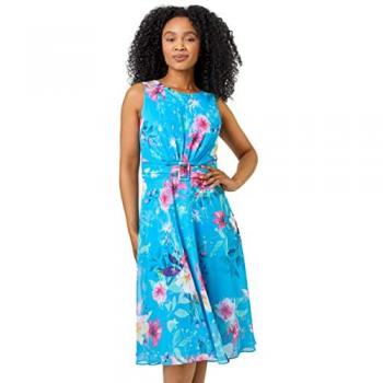 Roman Petite Womens Floral Print Dress