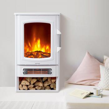 Neo 1000W/2000W Freestanding Electric Stove Heater with Realistic Flame and Log Storage