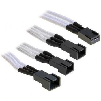 BITFENIX 60 cm 3‑Pin Connector to 3×3‑Pin Splitter with White/Black Sleeve