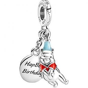 Charm Pandora Disney Winnie The Pooh colgante de plata con esmalte rojo y azul