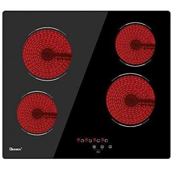 Ceramic Hob 60cm Electric Burner, Built in Cooker Black 4 Zones 9 Level Timer
