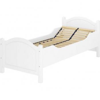 ERST‑HOLZ Bett im Holzlook: 100 × 200 cm Kiefer Weiss, Federleisten