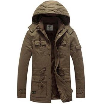 WenVen Giaccone Militare Uomo Cachi