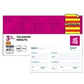 TALONARIO LIDERPAPEL RECIBOS 3/Fº ORIGINAL T105 CON MATRIZ TEXTO EN CATALÁN