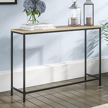 Tavolo Consolle Kronoby 80 x 100 x 30 cm Metallo Nero e Rovere