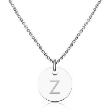 Collier initiales en acier inoxydable et lettres en argent (Lettre Z)