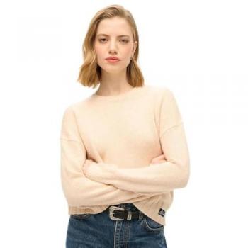 Strickpullover SUPERDRY ESSENTIAL CREW NECK JUMPER Gr. S, pink (shadow pale pink), Damen