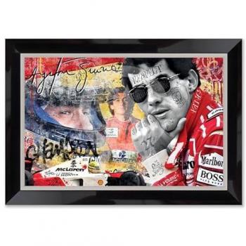 Affiche de Course Ayrton Senna, Cadre Noir-Argent, 80x120 cm – Collection Romaric