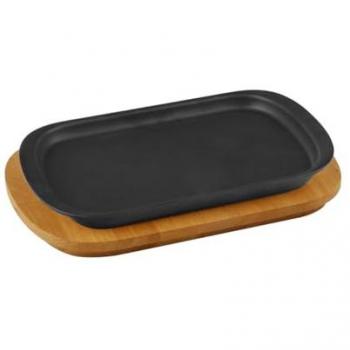 Lava Gietijzeren Serveerplaten met Houten Plank 32x20cm