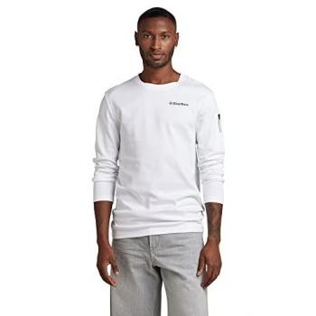 Sudadera G-Star Raw de hombre con bolsillo en la manga, corte relajado, color blanco