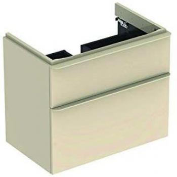 Geberit Smyle Square Waschtischunterschrank 73,4 cm mit 2 Schubladen in Sand-grau Hochglanz