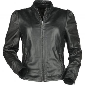 Chaqueta Puff Sleeve de Cuero Negro para Mujer