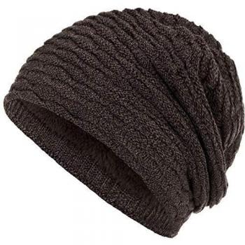 Compagno gefütterte Wintermütze Beanie grau braun meliert