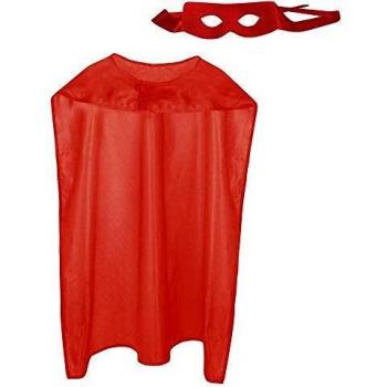 Costume da Supereroe Superman, 2 Pezzi, Maschera e Mantello, Taglia Unica, Rosso