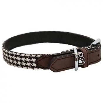 Dog Collar: Rosewood Wag‑N‑Walk Brown Houndstooth, Medium