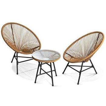Mobiliario Outdoor Izmir: Mesa y 2 Sillas de Cuerda con Diseño Rattan