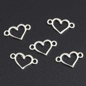 200 Stück Silberne Herz-Anhänger 14,5x8,5mm für handgemachten Schmuck