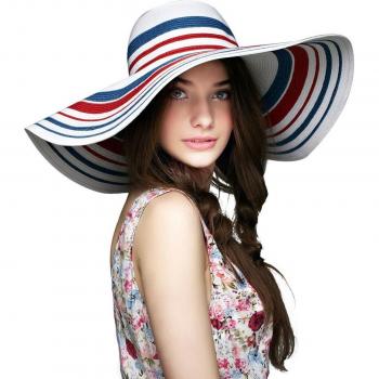 Porte‑soleil pliant en paille – femme, bord large