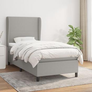 Giroletto Boxspring con Materasso Grigio Chiaro 90x200 cm in Tessuto