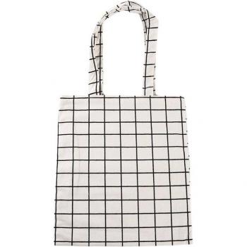 Women's Eco-Friendly Plaid Canvas Shopping Bag