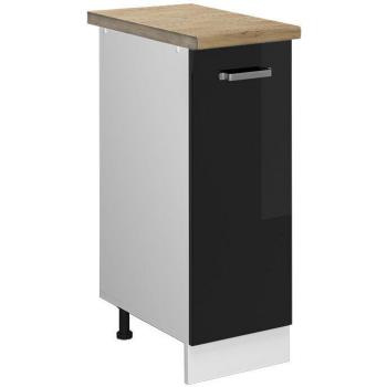 Vicco Apothekerschrank R-Line, 30 cm, Schwarz Hochglanz und Weiß